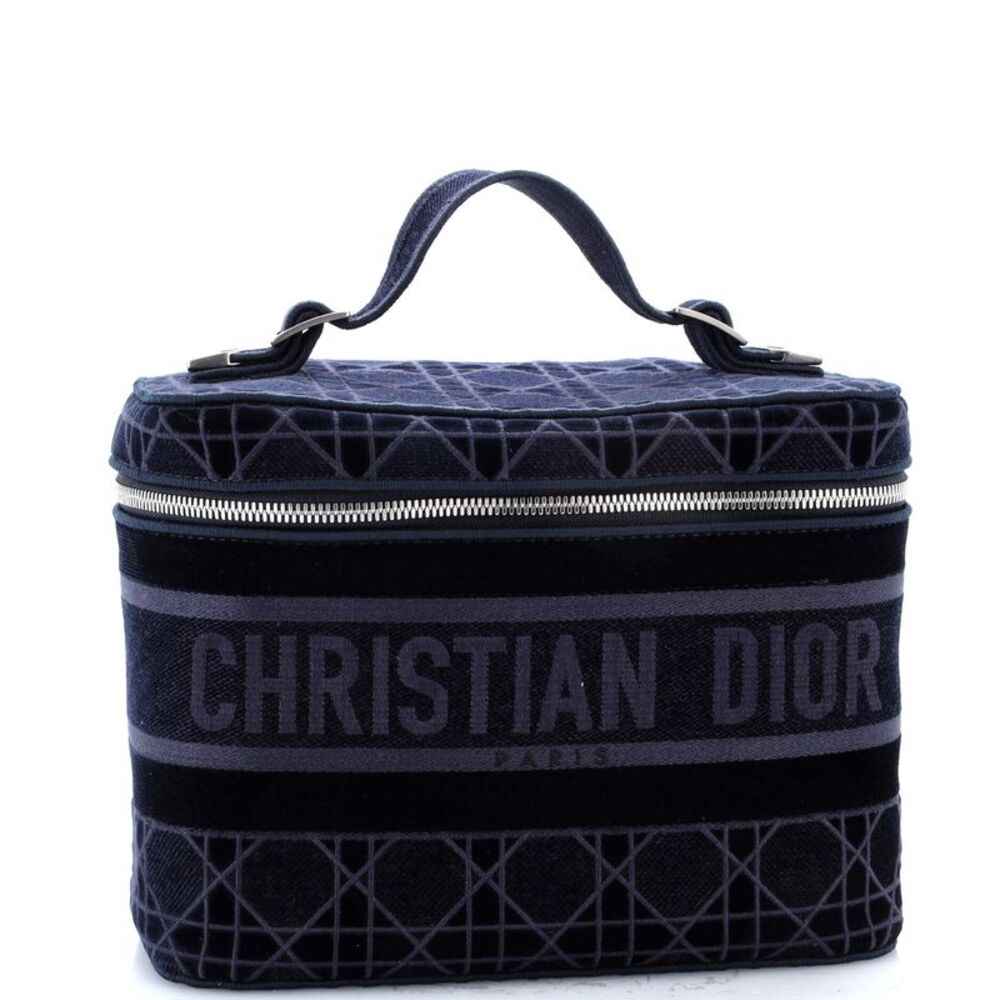 Christian Dior DiorTravel Vanity Case Cannage Embroidered Velvet Blue - Picture 2 of 6